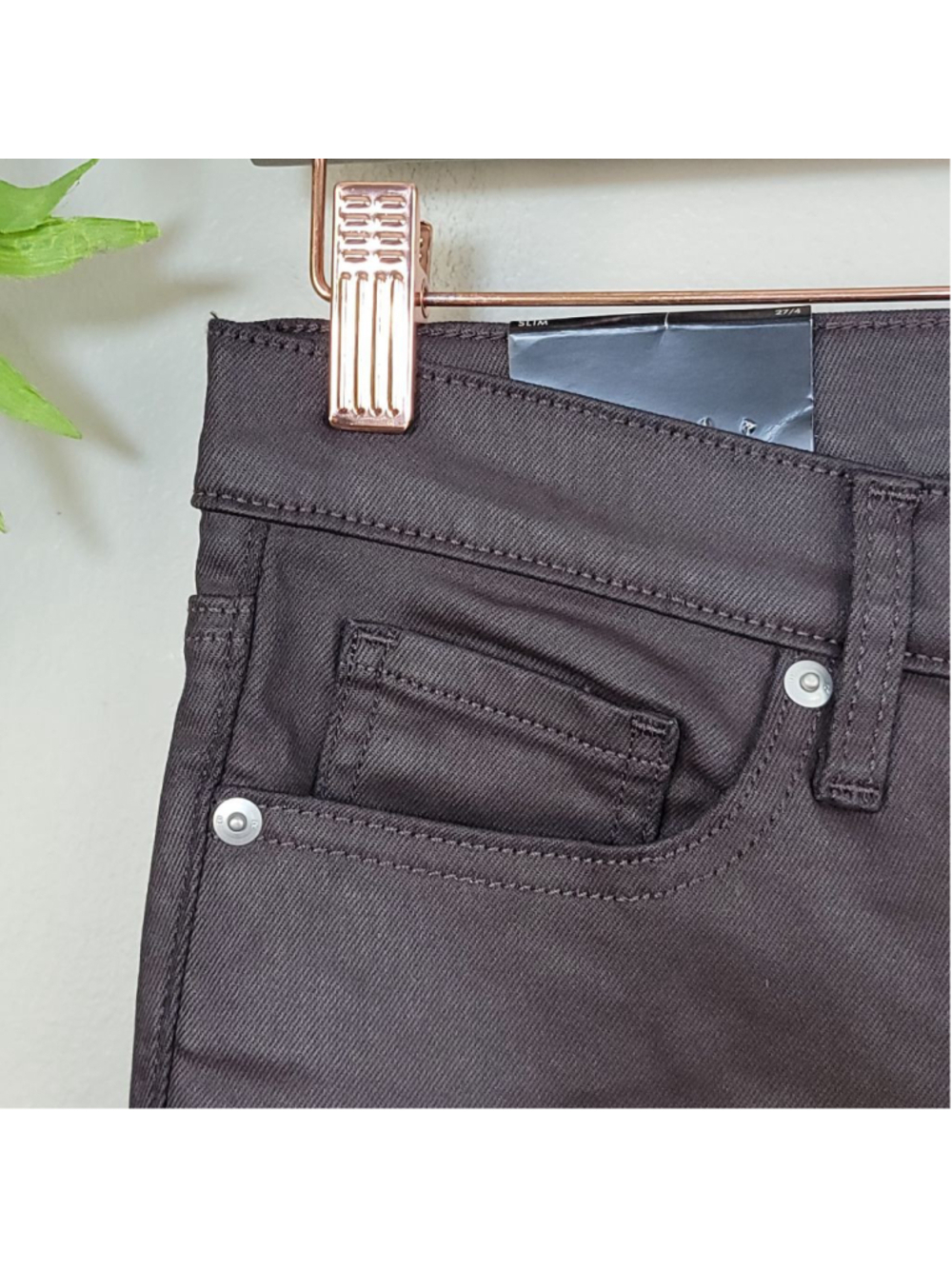 NEW Banana Republic High Rise Slim Fit Straight Let Coated Jeans Red Brown 4 27 - Picture 4 of 13